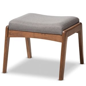 Allora Upholstered Ottoman in Gray and Walnut