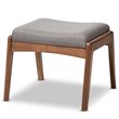 Allora Upholstered Ottoman in Gray and Walnut