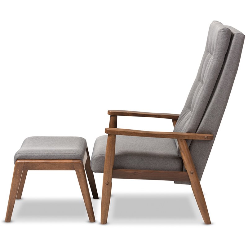Allora Tufted Accent Chair and Ottoman Set in Gray