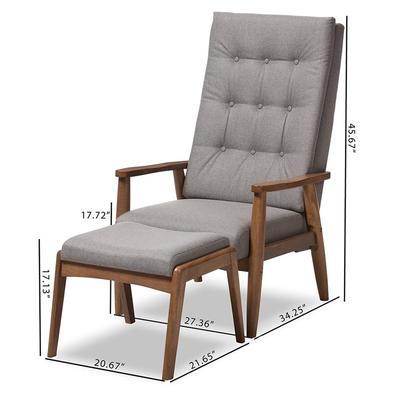 Allora Tufted Accent Chair and Ottoman Set in Gray