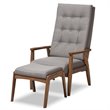 Allora Tufted Accent Chair and Ottoman Set in Gray