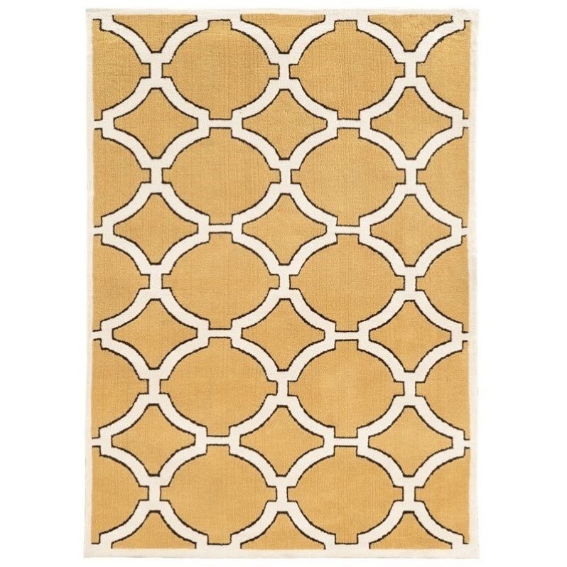 Allora 8' x 10' Hand-Tufted Geometric Design Polyester Rug in Goldenrod