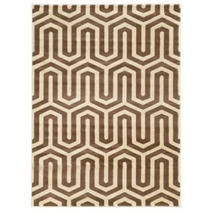 Allora 8' x 10' Power Loom Polypropylene Tangent Rug in Ivory and Beige