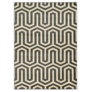 Allora 5'3&quot x 7' Power Loom Polypropylene Tangent Rug in Charcoal and Gray
