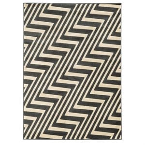 Allora 5'3&quot x 7' Power Loom Polypropylene Zig-Zag Rug in Charcoal and Gray