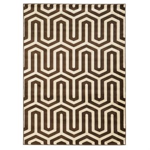 Allora 5'3&quot x 7' Power Loom Polypropylene Zig-Zag Rug in Ivory and Chocolate