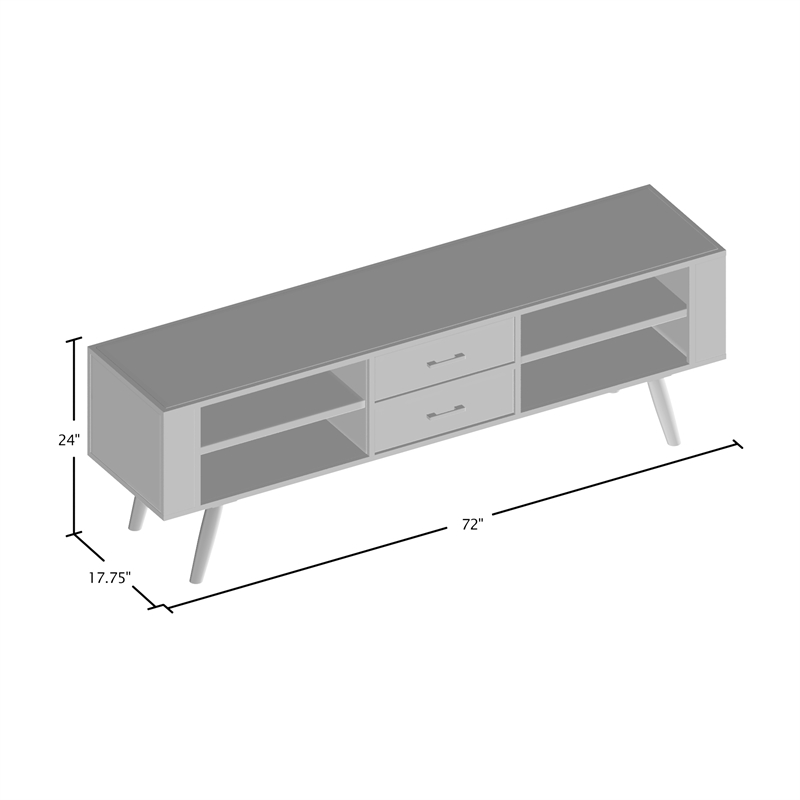 Allora Mid-century Solid Wood 72-inch TV Stand in Gray