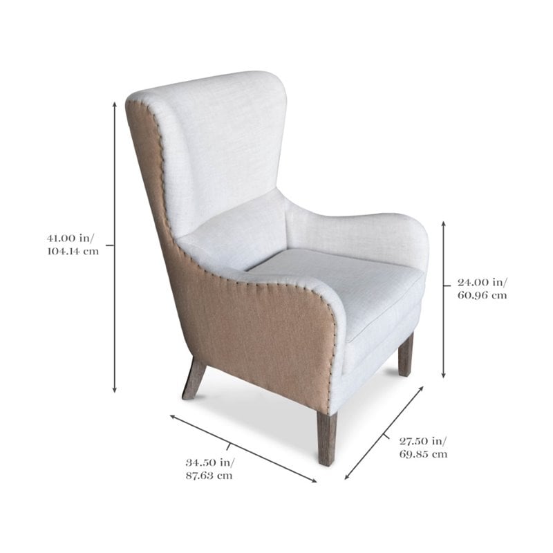 Allora Mid Century Wingback Accent Chair in Beige
