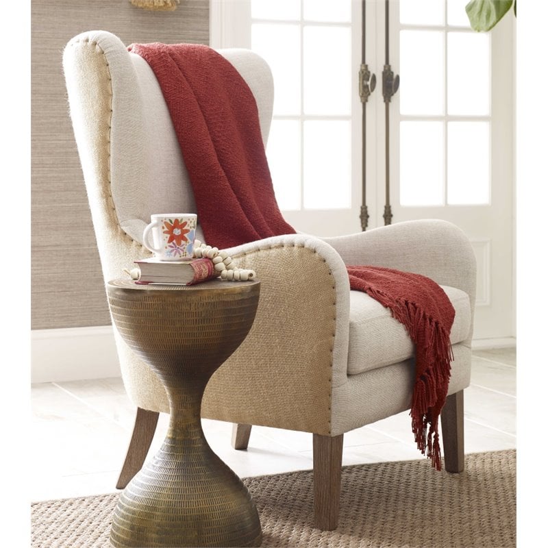 Allora Mid Century Wingback Accent Chair in Beige