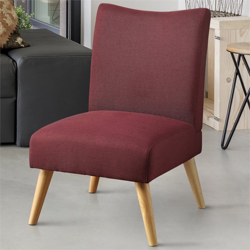 Allora Solid Wood and Fabric Upholstered Accent Chair in Purple