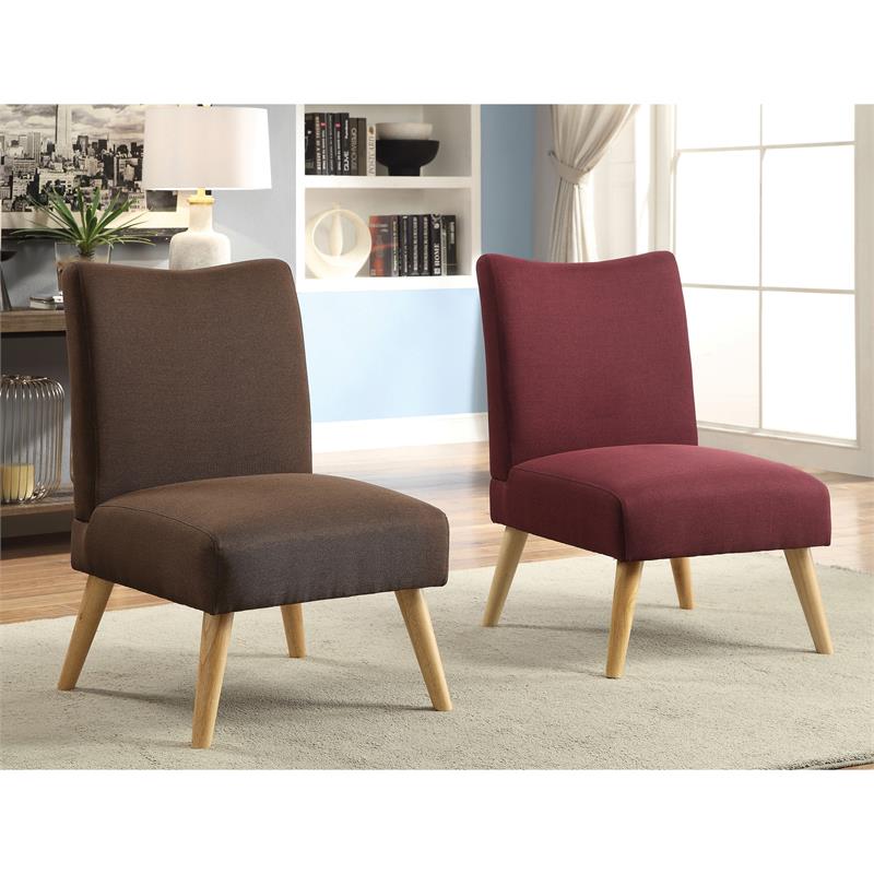 Allora Solid Wood and Fabric Upholstered Accent Chair in Purple