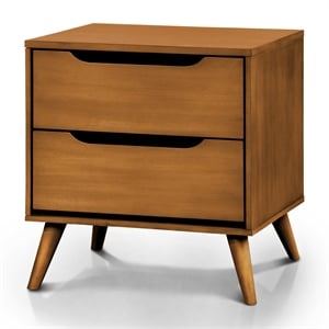 Allora 2-Drawer Mid-Century Solid Wood/Wood Veneer/MDF Nightstand in Oak