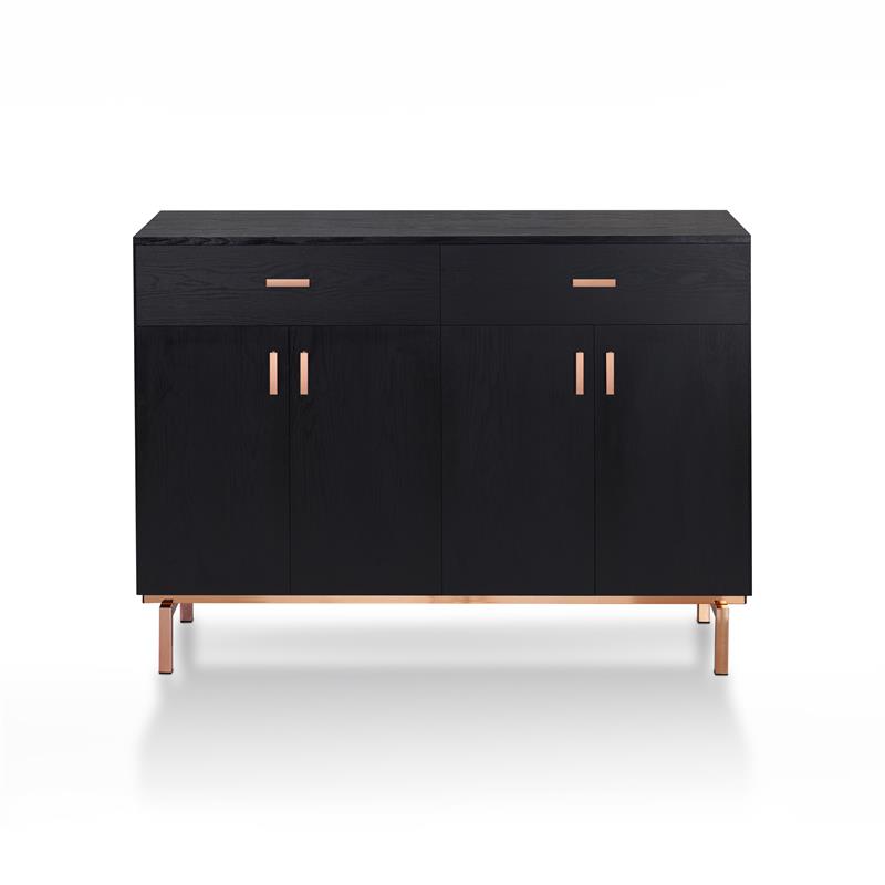 Allora 2-Drawer Wood Buffet Server in Black and Rose Gold
