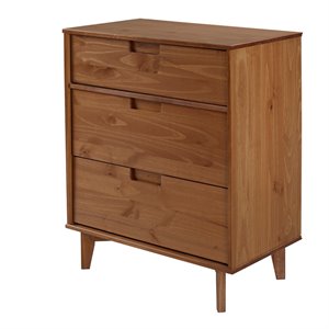 Allora 3 Drawer Mid Century Modern Wood Dresser in Caramel