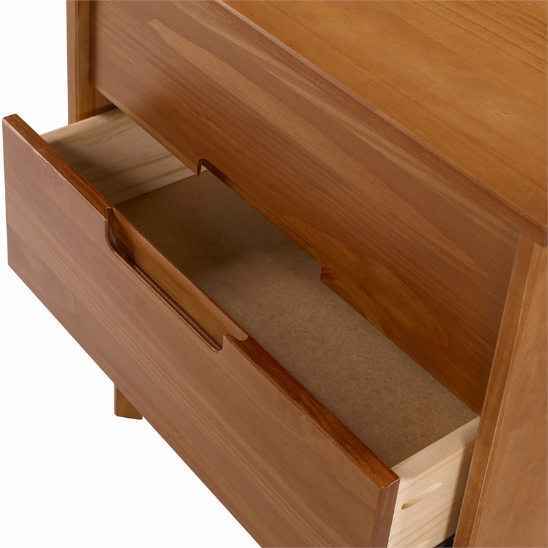 Allora Mid Century Modern Wood 2 Drawer Nightstand in Caramel