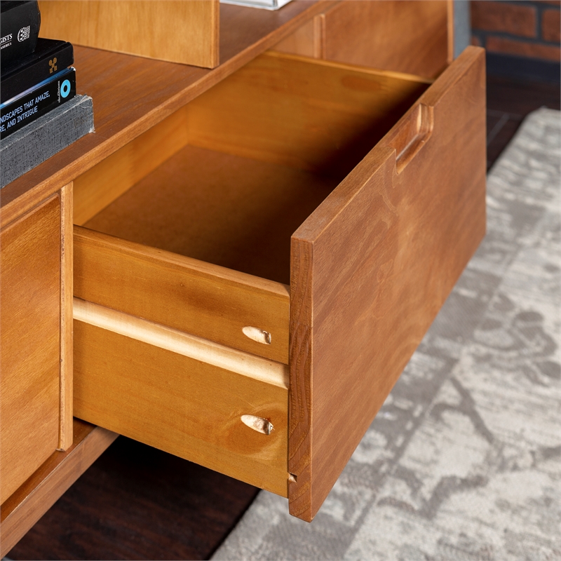 Allora Solid Pine Wood Caramel TV Stand Rectangular Cord Management 24