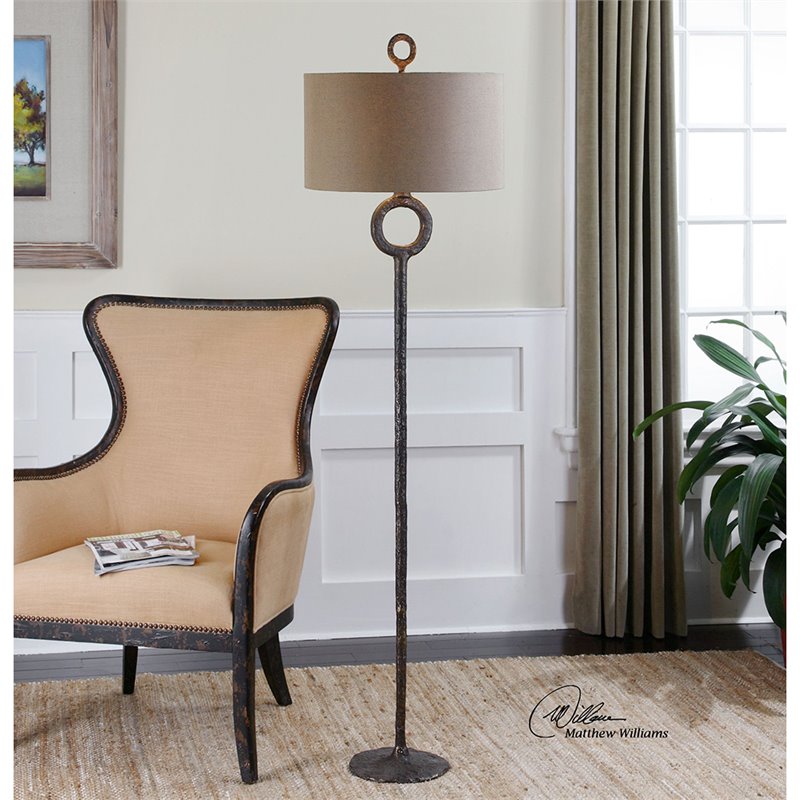 Allora 1-Light Cast Iron Floor Lamp in Aged Rust Brown