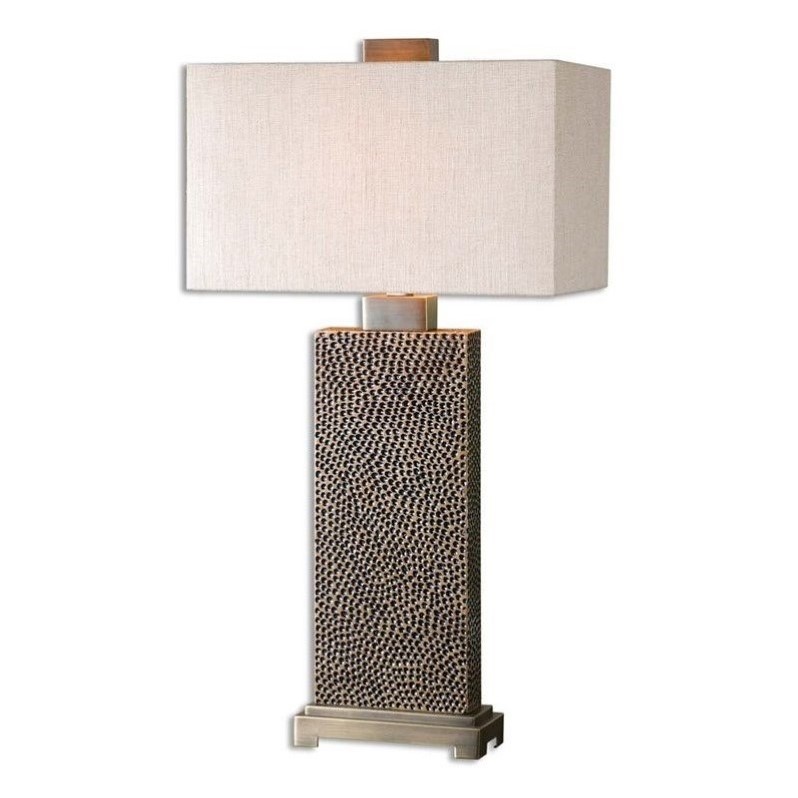 Allora Resin and Metal Coffee Bronze Table Lamp Rectangular