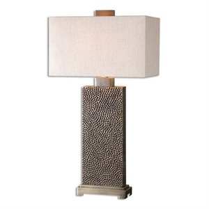 Allora Resin and Metal Coffee Bronze Table Lamp Rectangular