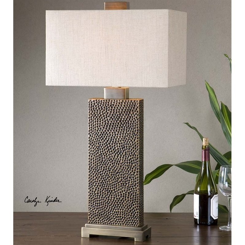 Allora Resin and Metal Coffee Bronze Table Lamp Rectangular