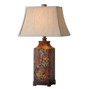Allora 1-Light Engineered Wood Table Lamp in Burnished Walnut