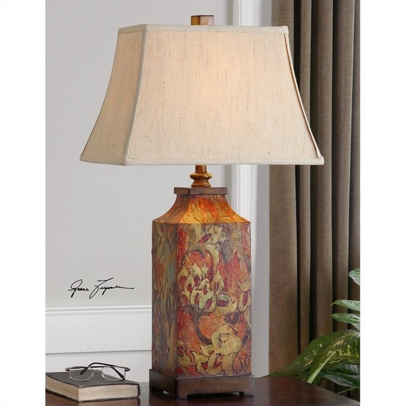 Allora 1-Light Engineered Wood Table Lamp in Burnished Walnut