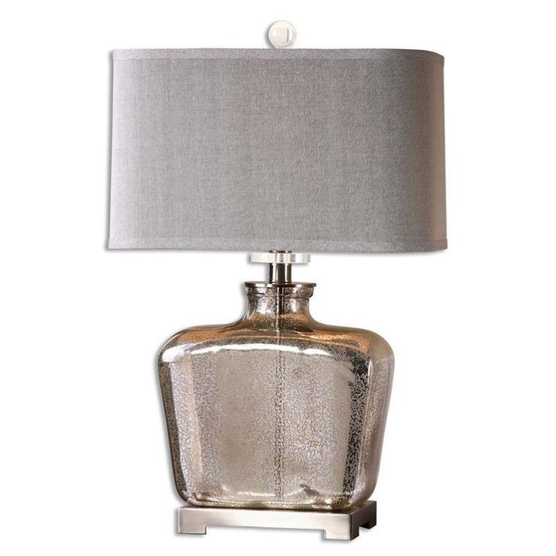 Allora Glass Polished Nickel Table Lamp Rectangular