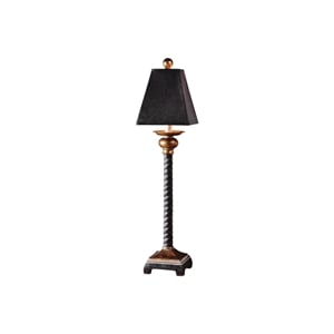 Allora 1-Light Resin Buffet Lamp in Matte Black and Washed Gray Glaze
