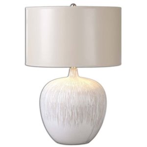 Allora 1-Light Textured Ceramic and Metal Lamp in Distressed Aged Ivory Glaze