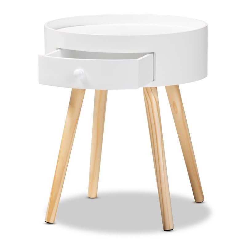 Allora Modern 1-Drawer Wood End Table in White