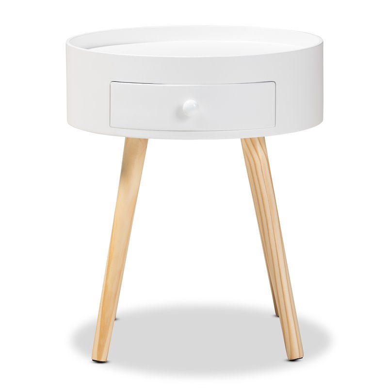 Allora Modern 1-Drawer Wood End Table in White