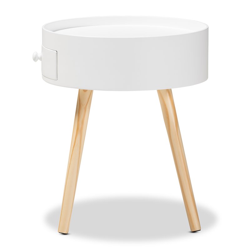 Allora Modern 1-Drawer Wood End Table in White