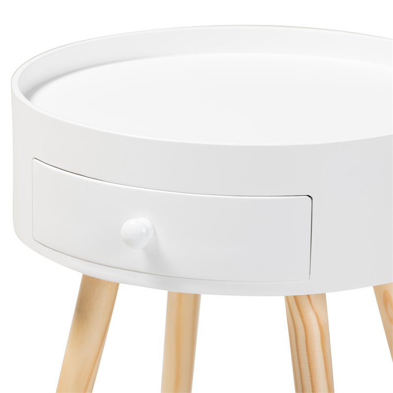 Allora Modern 1-Drawer Wood End Table in White