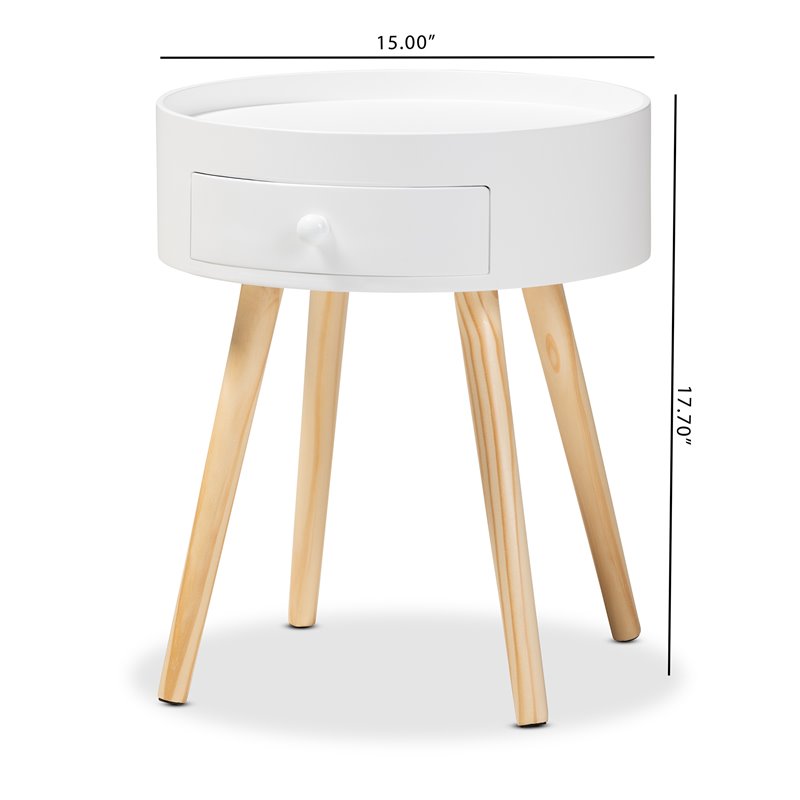Allora Modern 1-Drawer Wood End Table in White