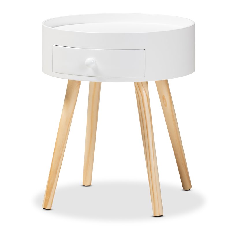 Allora Modern 1-Drawer Wood End Table in White