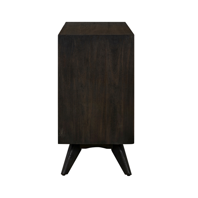 Allora 6-Drawer Modern Wood Dresser with Antique Brass Accents in Brown