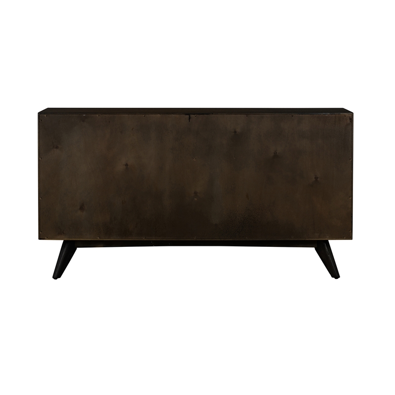 Allora 6-Drawer Modern Wood Dresser with Antique Brass Accents in Brown