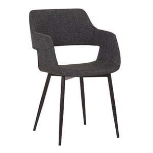 Allora 32&quot Modern Fabric Open Back Dining Accent Chair in Charcoal