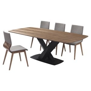 Allora 5-Piece Modern Wood Dining Set with Durable Steel in Brown