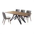 Allora 5-Piece Modern Wood Dining Set with Metal Frame in Brown