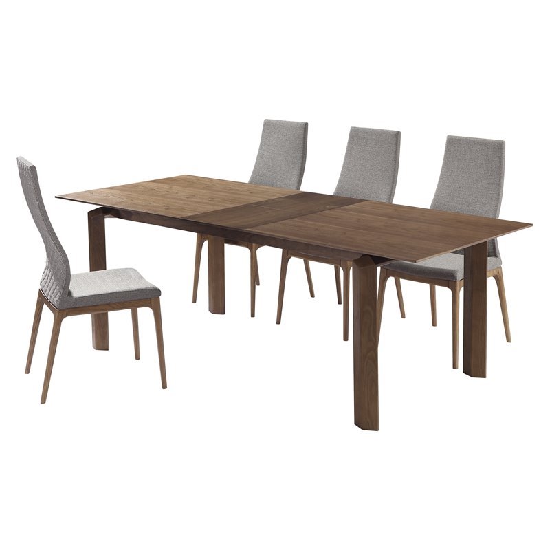Allora 5-Piece Modern Wood Dining Set with Veneer Top in Walnut