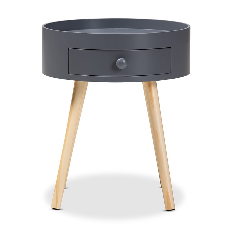 Allora Modern 1-Drawer Wood End Table in Gray