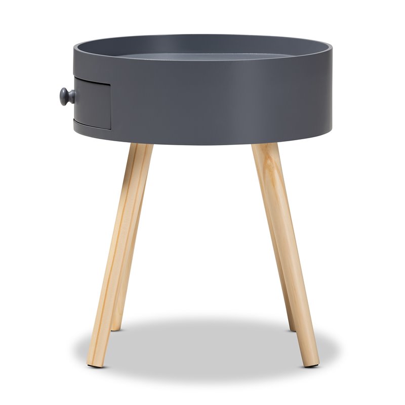 Allora Modern 1-Drawer Wood End Table in Gray