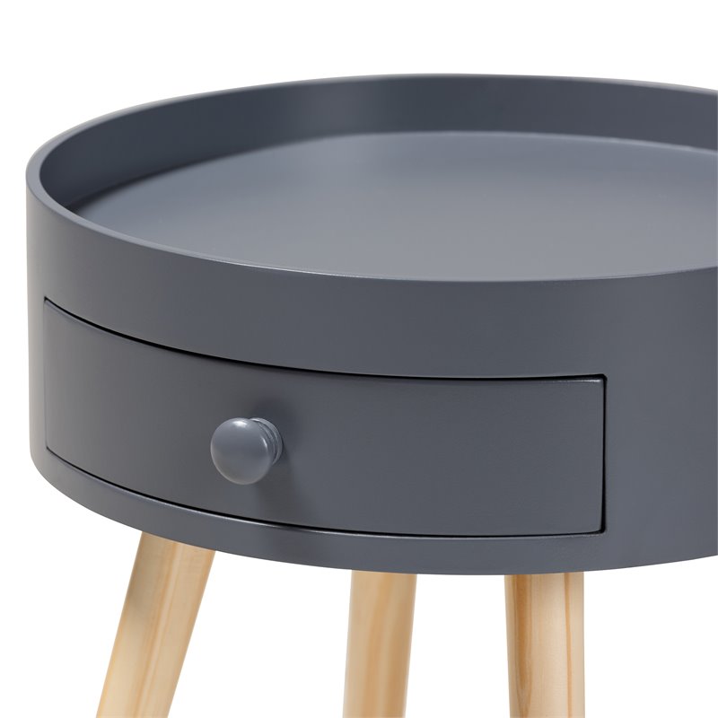 Allora Modern 1-Drawer Wood End Table in Gray