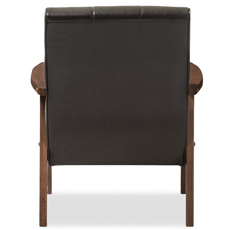 Allora 3 Piece Faux Leather Sofa Set in Brown and Walnut