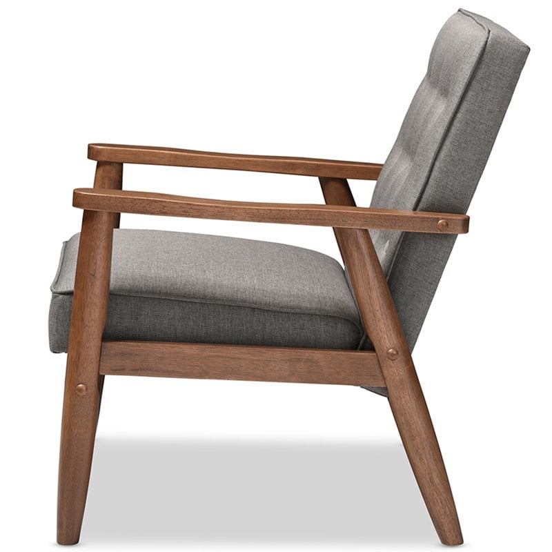 Allora Upholstered Gray Lounge Chair Rectangular Button-Tufting Unassembled