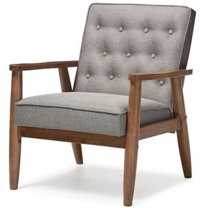 Allora Upholstered Gray Lounge Chair Rectangular Button-Tufting Unassembled