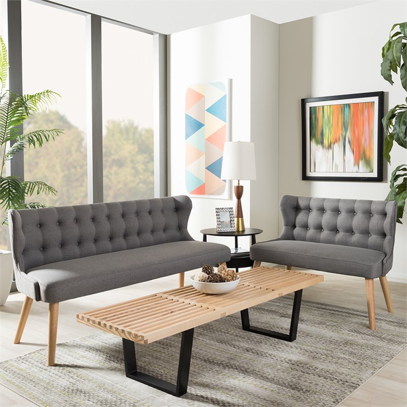 Allora 2 Piece Tufted Wingback Sofa Set in Gray