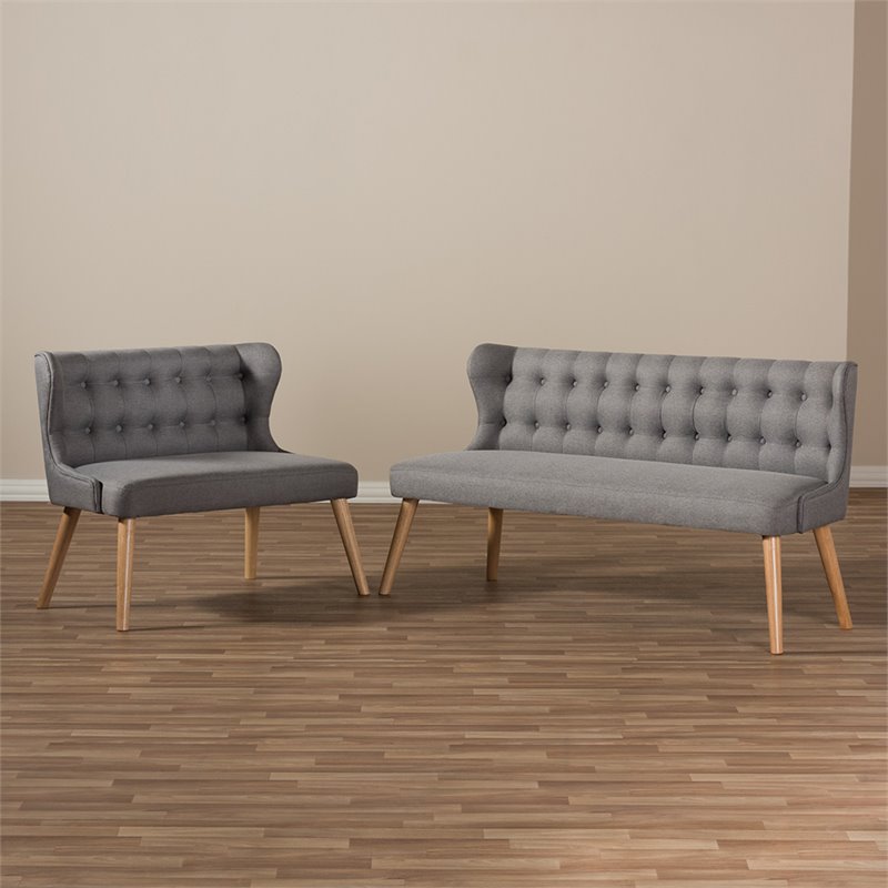 Allora 2 Piece Tufted Wingback Sofa Set in Gray