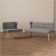 Allora 2 Piece Tufted Wingback Sofa Set in Gray
